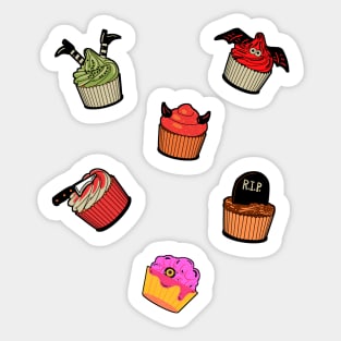 cupcakes with decorations for Halloween festivities Sticker
